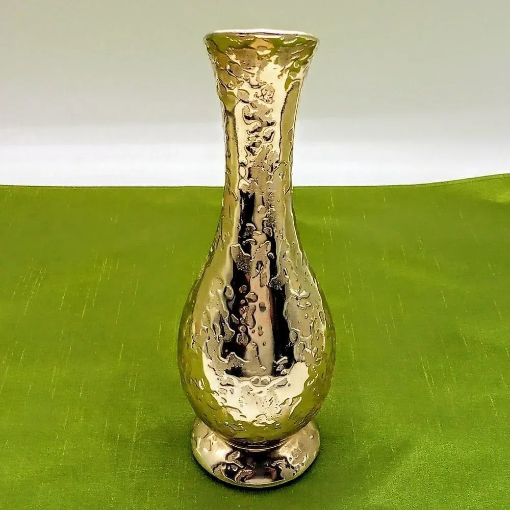 Vintage MCM Splatter Weeping Gold Ceramic Ewer Pitcher Vase